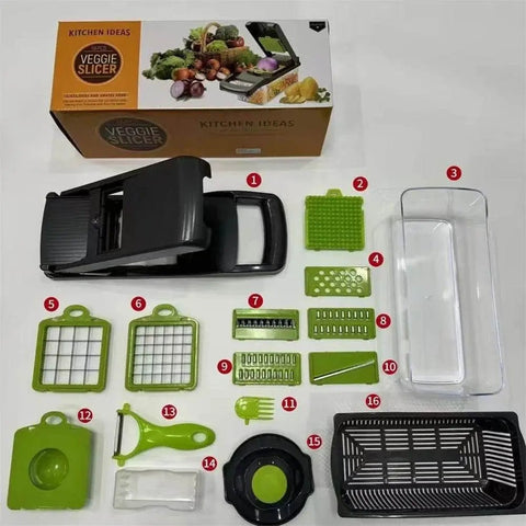 12 - 16pcs Multifunctional Vegetable Cutter & Slicer Set. - 3sung llc