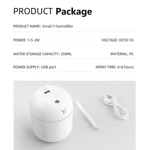 250ML USB Mini Humidifier & Essential Oil Diffuser with LED Light. - 3sung llc