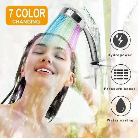 7 - Color LED Rainfall Shower Head with Water - Saving Spray. - 3sung llc