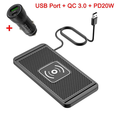 Fast Wireless Car Charger with Silicone Pad for iPhone & Samsung. - 3sung llc
