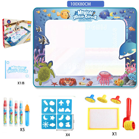 Magic Water Drawing Mat Reusable Doodle Painting Board with Pens Montessori Educational Toys for Kids Halloween Christmas Gift - 3sung llc