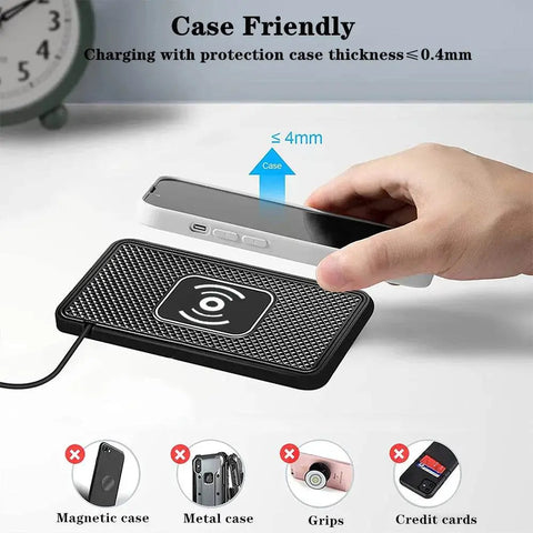 Fast Wireless Car Charger with Silicone Pad for iPhone & Samsung. - 3sung llc