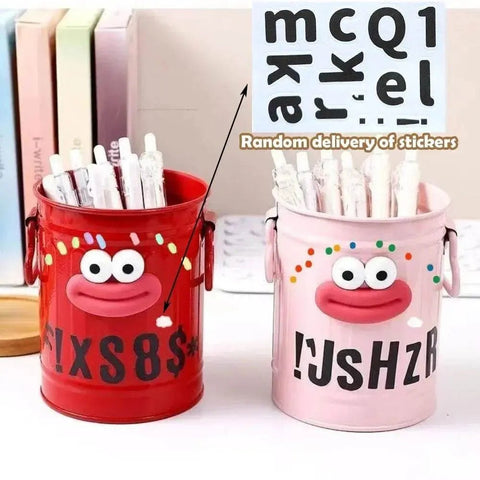 Cartoon Pen Holder with Random Letter Stickers. - 3sung llc