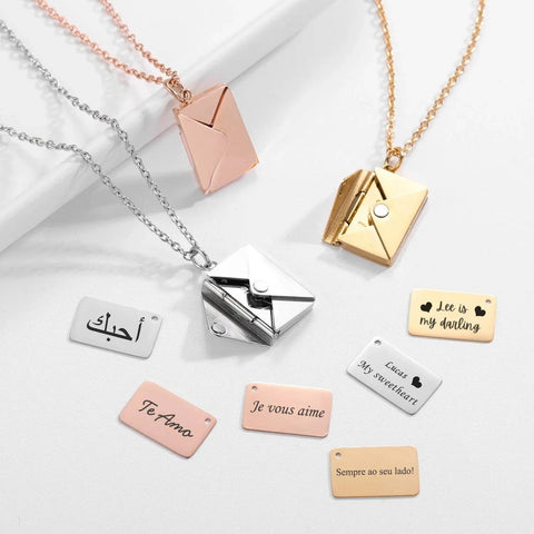 Customized Love Letter Envelope Necklace - Stainless Steel Jewelry. - 3sung llc