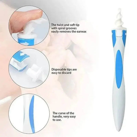 Ear Wax Remover Tool with 16 Silicone Replacement Tips. - 3sung llc