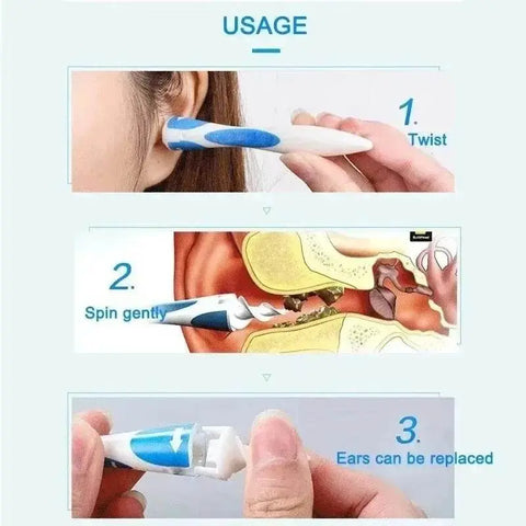 Ear Wax Remover Tool with 16 Silicone Replacement Tips. - 3sung llc
