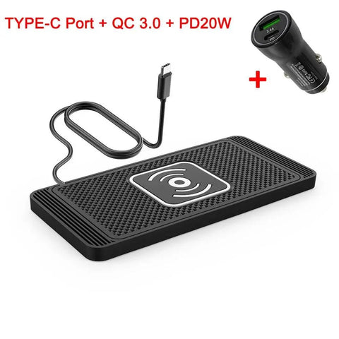 Fast Wireless Car Charger with Silicone Pad for iPhone & Samsung. - 3sung llc