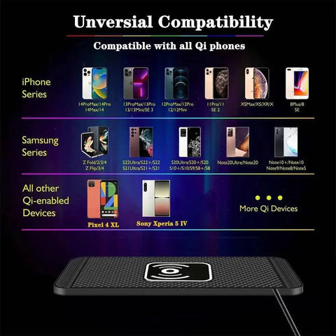 Fast Wireless Car Charger with Silicone Pad for iPhone & Samsung. - 3sung llc