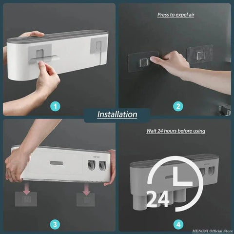 MENGNI Magnetic Toothbrush Holder with Automatic Toothpaste Dispenser & Storage Rack. - 3sung llc