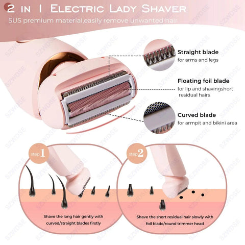 Painless Facial & Bikini Hair Trimmer for Women - Waterproof. - 3sung llc