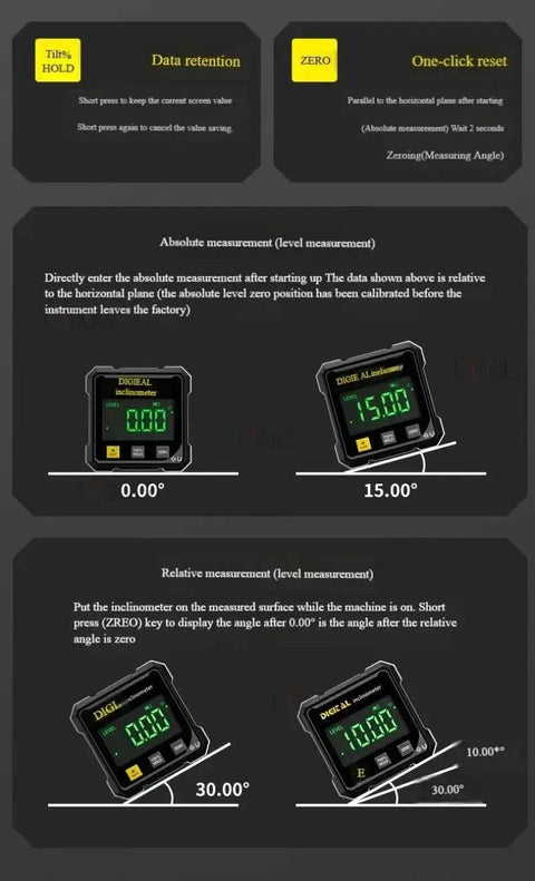 Pocket Digital Level & Inclinometer with Magnetic Base. - 3sung llc