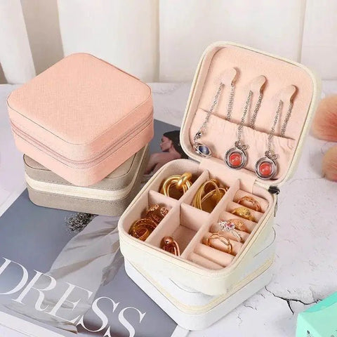 Portable PU Leather Jewelry Box for Travel Storage - 3sung llc