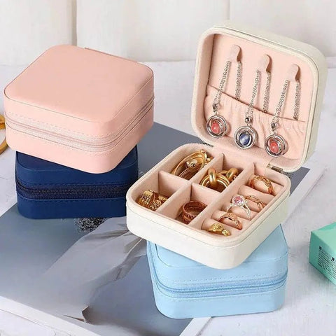 Portable PU Leather Jewelry Box for Travel Storage - 3sung llc