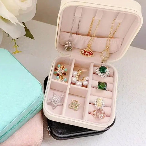 Portable PU Leather Jewelry Box for Travel Storage - 3sung llc