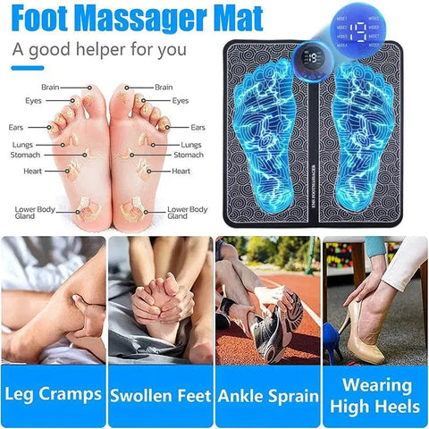 Rechargeable EMS Foot Massager Mat for Sore Feet Relief. - 3sung llc
