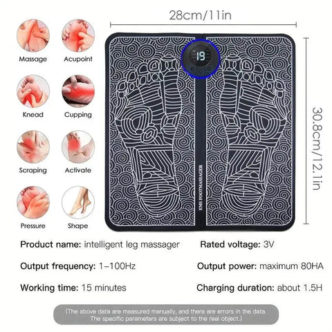 Rechargeable EMS Foot Massager Mat for Sore Feet Relief. - 3sung llc