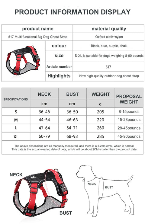 Reflective Tactical Dog Harness for Medium/Large Dogs. - 3sung llc