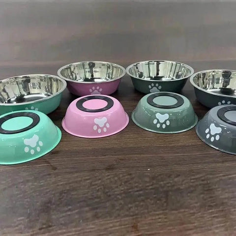 Stainless Steel Pet Bowl with Anti - Slip Silicone Base. - 3sung llc